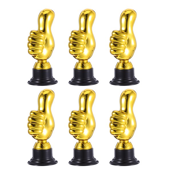 6 trofeos de plástico de diseño único para pulgares, mini copas de premio para fiestas, premios deportivos, noches de juegos y sorteos de eventos.