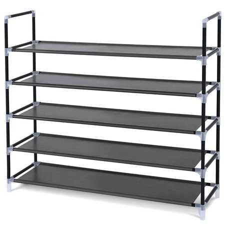 SLSRFD 5-Tier Shoe Rack Organizer Space-Saving Shoe Storage Tower Shelf Cabinet for Entryway Closet Bedroom Holds 25 Pairs Black