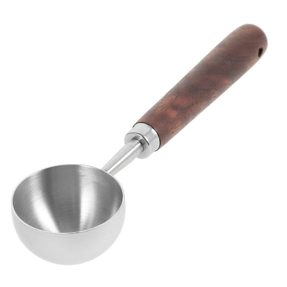 COMPUKAS Stainless Steel Coffee Scoop with Wood Handle for Measuring Coffee Beans 1pc
