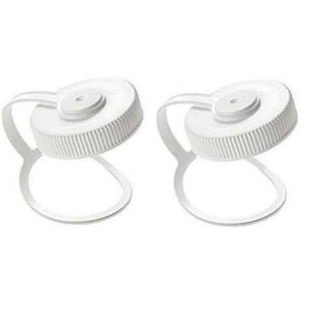 Nalgene 32oz Wide Mouth Water Bottle Cap Replacement White Loop Top Lid (2-Pack)