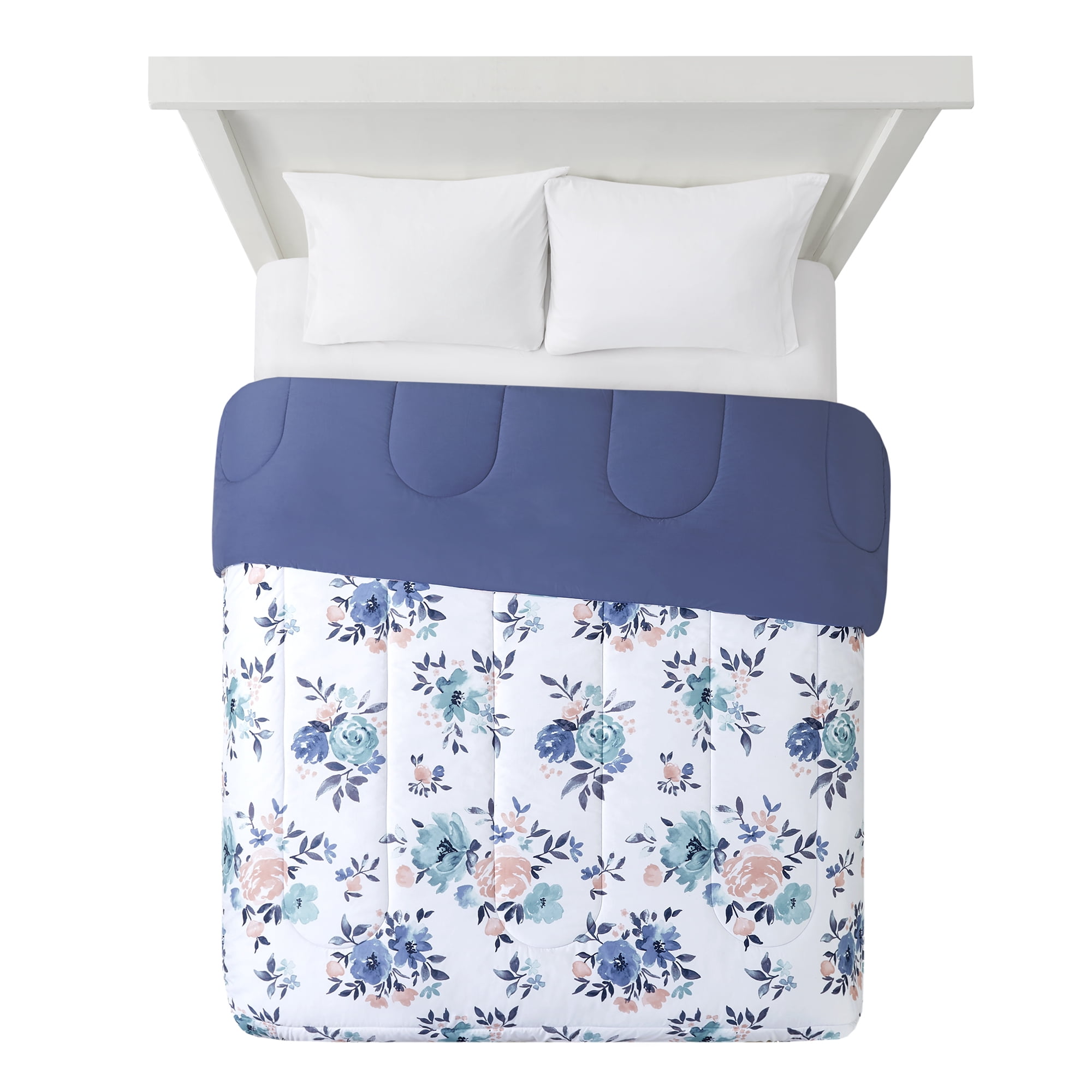 Mainstays Floral Reversible Ultra Soft Comforter, Full/Queen