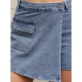 thumbnail image 5 of DARING DIVA Women's High Waist Western Asymmetrical Denim Cargo Skirt L Blue, 5 of 7