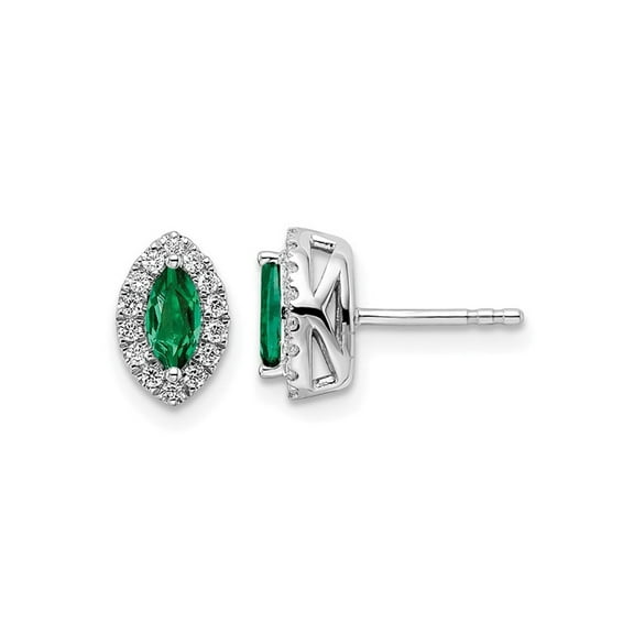 3/5 Carat (Ctw) Lab-Created Emerald Halo Earrings in 14K White Gold Earrings with Lab-Grown Diamonds