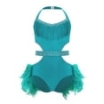 thumbnail image 4 of Aislor Girls Sparkly Rhinestone Halter Sleeveless Latin Jazz Ballet Dance Leotard Skirted for Performance Turquoise 16, 4 of 7