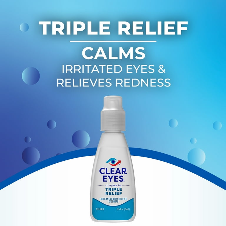 Clear Eyes Triple Relief Lubricant Eye Drops, 0.5 fl oz HSA/FSA Eligible