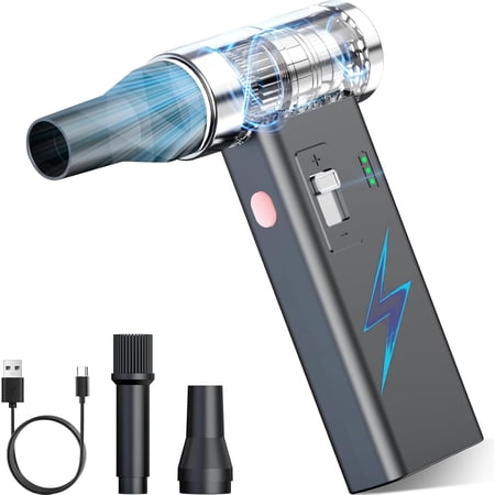 Mini Ultra-Slim Electric Compressed Air Duster, 150,000RPM Super Power Cordless Powerful Airflow for Computer, Keyboard, Outdoor, House and Car, USB-C Rechargeable
