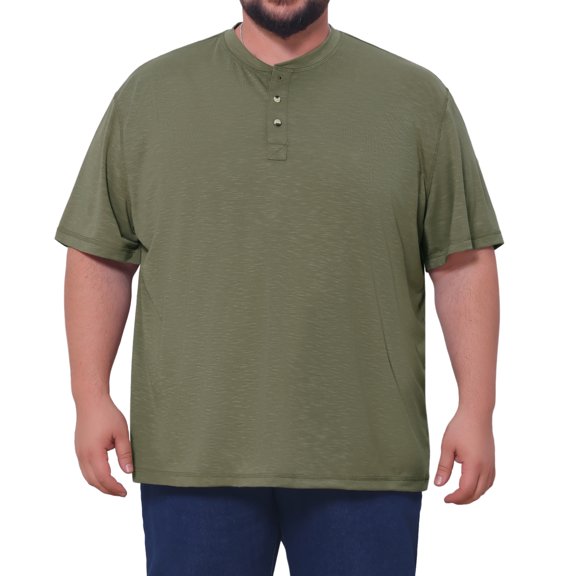 DARING DIVA Men's Big Tall Henley Shirts Button Down Short Sleeve T-Shirt XL Green