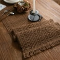 thumbnail image 4 of Nvzi Farmhouse Dining Table Runner Rustic Boho Table Runner for Coffee Table 70" Long Macrame Woven Table Runner for Christmas Fall Kitchen Decor, 13x70 Inches（Brown）, 4 of 4