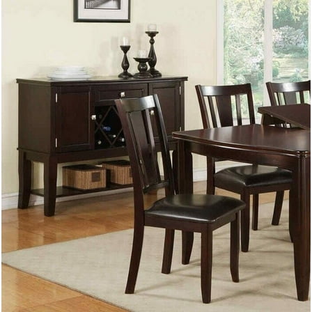 Set of 6 Side Chairs Kitchen Diing Room Furnture Faux Leather Brown / Espresso Unique Frame Back Dining Chairs