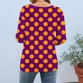thumbnail image 4 of T-Shirts Grande Taille pour Femmes à Manches 3/4 à Pois, Col Rond, T-Shirts Graphiques de Base, Hauts d'Été Décontractés (5TG, Bordeaux), 4 of 6