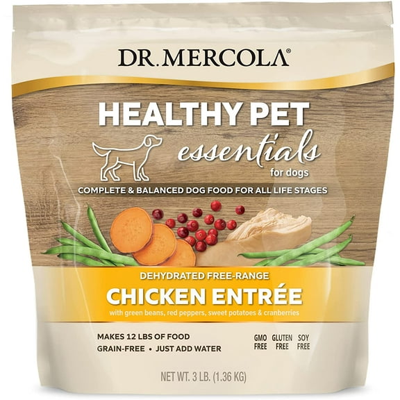 Dr. Mercola Healthy Pet Essentials Chicken and Beef Entree for Dogs, 3lbs (Makes 12lbs of Food), Non GMO, Gluten Free, Soy Free (Free-Range Chicken)