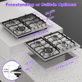 thumbnail image 2 of TYEMUI 24in Gas Stove Cooktop, Drop-in 4 Burner NG/LPG Convertible Neutral Gas Propane Cooktop with Thermocouple Protection for Kitchen, 2 of 13