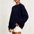 thumbnail image 2 of DISKEBUISS Women's Crew Neck Sweatshirt Long Sleeve Oversized Pullover Top for Fall Winter Casual Solid Shirt, 2 of 6