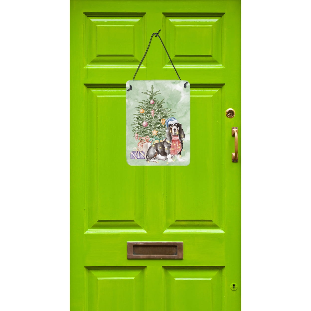 Carolines Treasures CK8224DS1216 Basset Hound Design2 Christmas Presents and Tree Wall or Door Hanging Prints 12x16