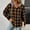 Brown, variant on Aloohaidyvio Hooded Flannel Shirt Women Plaid Jacket Long Sleeve Button Down Blouse Casual Fashion Shacket Tops
