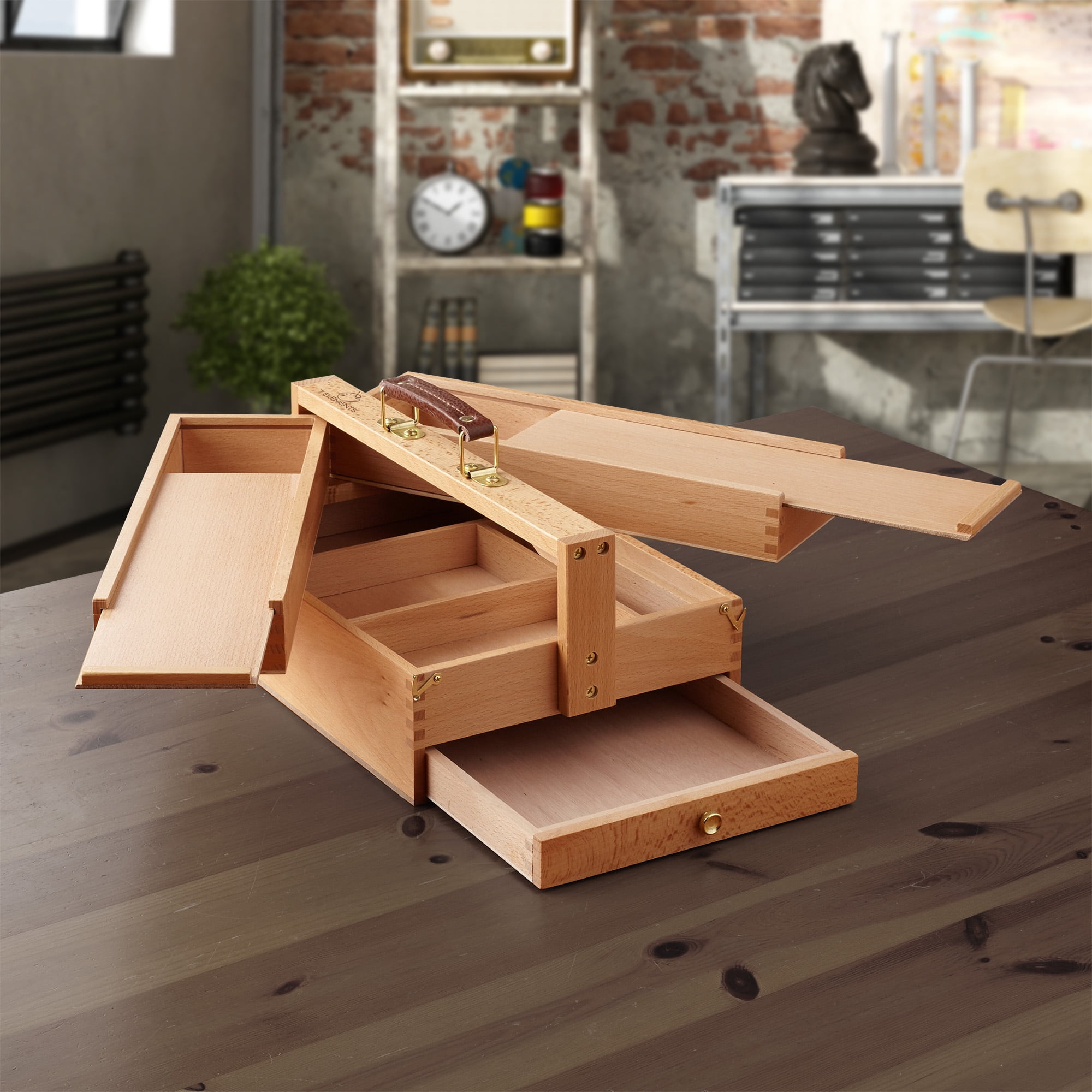MEEDEN Artist Supply Storage Box - Portable Foldable Multi-Function Beech  Wood Artist Tool & Brush Sto…