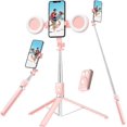 thumbnail image 1 of 2025 New Selfie Stick Tripod with Fill Light,Selfie Stick Tripod with Fill Light, Phone Selfie Stick ，Durable Stainless Steel Design, Bluetooth Remote Control, and Stable Three-Legged Support  (Pink), 1 of 16