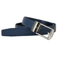 thumbnail image 4 of Leather Ratchet Belt for Women, Trim to Fit 18"- 44" Waist, Automatic Slide Buckle, No Holes, Gift Box by CANDOR AND CLASS (W726 Gunmetal / Navy 30mm width, Small), 4 of 8