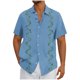 thumbnail image 2 of Blusa y camisa de manga corta con cuello vuelto Camisa casual para hombre Camisa de bolos vintage de manga corta Camisas de verano de playa cubana Camisa con botones Blusa para hombre Poliéster, 2 of 5