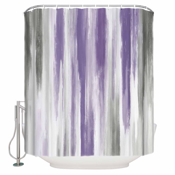 Purple Gray Bathroom Shower Curtains with 12 Hooks Polyester Waterproof Shower Curtain for Stalls and Bathtubs Vintage Country Abstract Gradient Aesthetic Decorative Bathroom Privacy Curtain 72x96 In