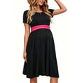 thumbnail image 2 of Women's Summer Maternity Dress Short Sleeve Pleated Waist Dress with Pockets, 2 of 4