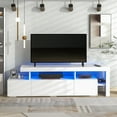 thumbnail image 2 of SESSLIFE Modern TV Stand for 70 Inch TV, High Glossy Front Cabinet with 16-colored LED Lights, Console Entertainment Center Television Table for Living Room or Bedroom, White, 2 of 10