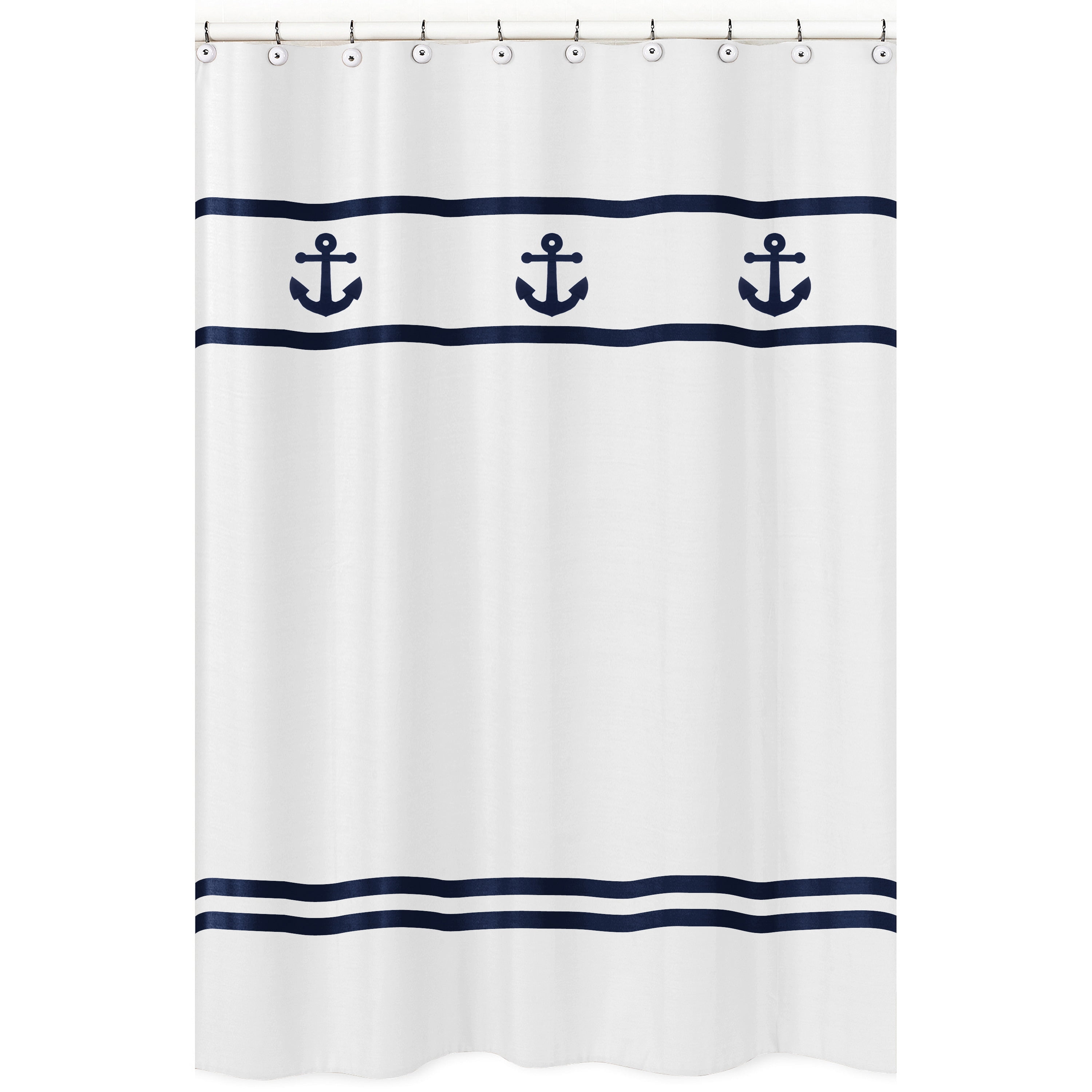 Anchors Away Nautical Navy And White Kids Bathroom Fabric Bath