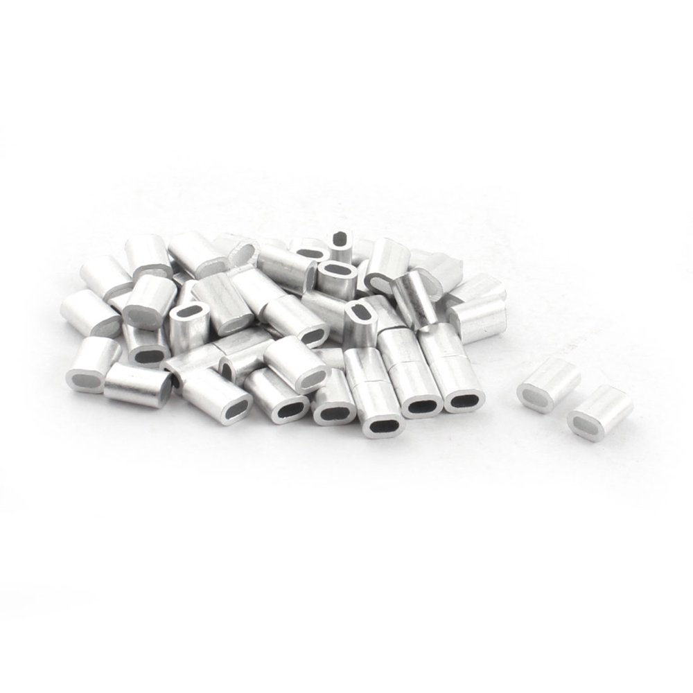 50Pcs Aluminium Wire Rope Ferrules 6mm x 2mm for 1.2mm Steel Ropes