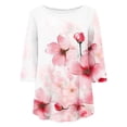 thumbnail image 5 of Sawvnm T-Shirt Blouses Women's Fashion Loose Casual Printing 3/4 Sleeve T-Shirt Round Neck Plus Size Top Going Out Tops White 5XL, 5 of 5