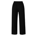 thumbnail image 5 of Women's Soft Cotton Loose Straight Leg Pants with Elastic Waist, Casual Wide Leg Trousers with Side Pockets, Tummy Control, Summer Breathable, Work Lounge | TruHer,Black XL, 5 of 8