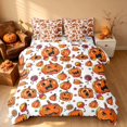 thumbnail image 2 of Homewish Cartoon Pumpkin Queen Bedding, Halloween Candy Bedding Comforter Set Queen, White Orange Red, Pumpkin Bat Reversible 7 Pieces, 2 of 7