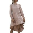 thumbnail image 1 of CEHVOM Robe Jupe Irrégulière à Manches Longues et Col Rond pour Femmes, Mode Décontractée, en Solde, 1 of 6