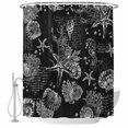 thumbnail image 2 of Shower Curtains for Bathroom, Black Coastal Waterproof Fabric Shower Curtain, Nautical Ocean Starfish Seashells Coral Decorative Bathroom Curtain for Bathtub, 66"x72", No Hooks Included, 2 of 9