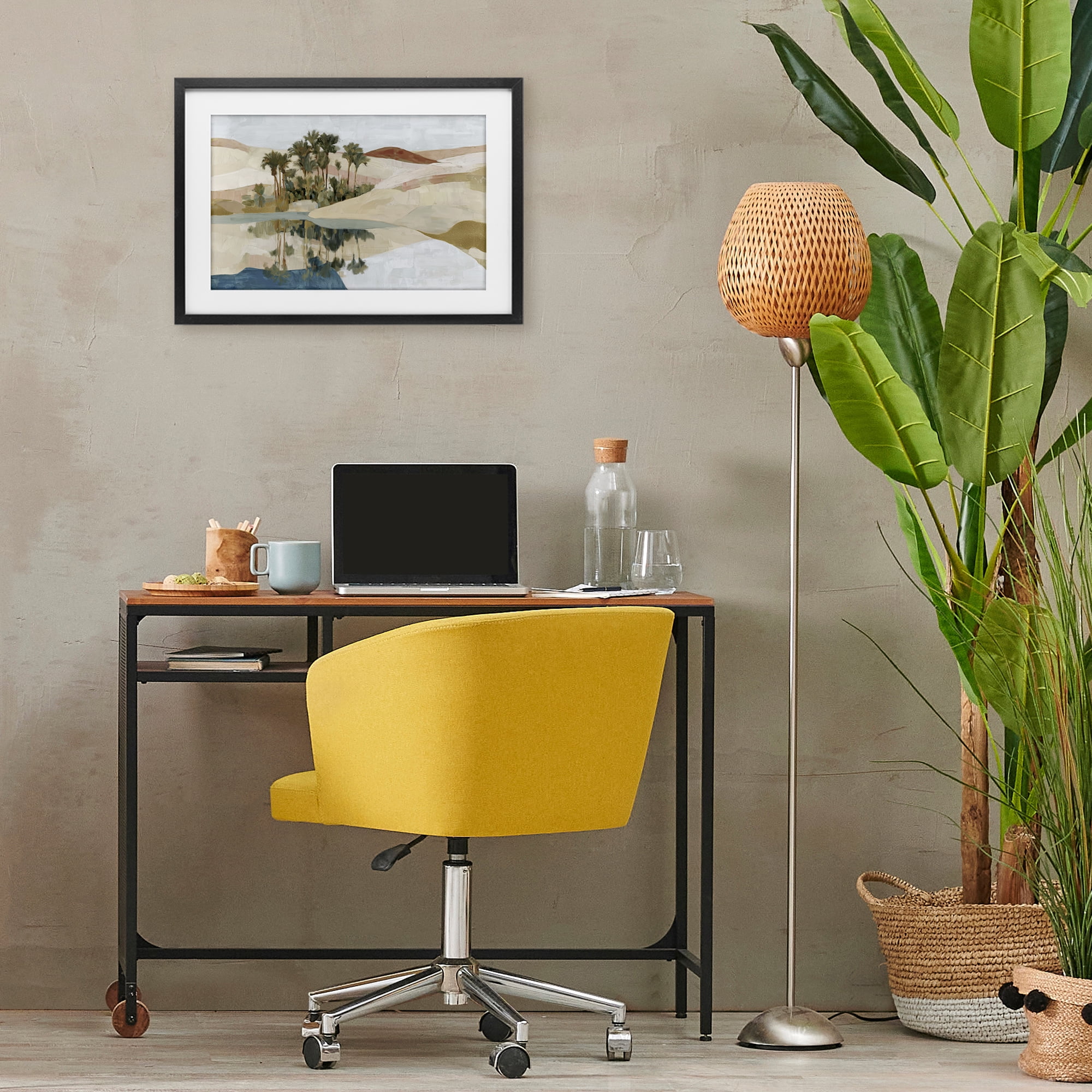 Stupell Industries Desert Oasis with Palm Reflection Black Framed Print Under Glass, design by Chromatic Storm Studio