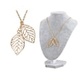 thumbnail image 5 of Golden Tone Double Two Leaf Filigree Pendant Chain Necklace, 5 of 5