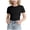 Black, variant on Ahabrexf Girls Ribbed Short Sleeve T-Shirt, Crew Neck Fitted Stretchy Knit Solid Color Top for Tween Girls School Daily Wear