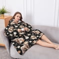 thumbnail image 5 of Oversized Wearable Blanket Hoodie,Black Highland Cow Flower Gnome Pattern Sherpa Blanket Hoodie with Super Pockets,Super Warm Fuzzy Pullover for Women & Men, 5 of 6