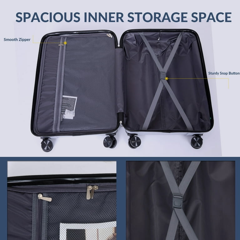 Aukfa Hardshell Suitcase Spinner Wheels PP Luggage Sets with TSA Lock 3 Piece Set 20 24 28 Silver Walmart