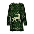 thumbnail image 4 of Christmas Outfit for Women Long Sleeve Loose Fit Tunic Tops with 2 Pockets Crewneck Xmas Printed T-shirts (3XL, Green), 4 of 4
