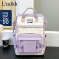 thumbnail image 4 of Sac à Dos Mode pour Femmes Grande Capacité Double Épaule Sac à Dos Contrasté Sac à Dos Scolaire Quotidien Rose, 4 of 6
