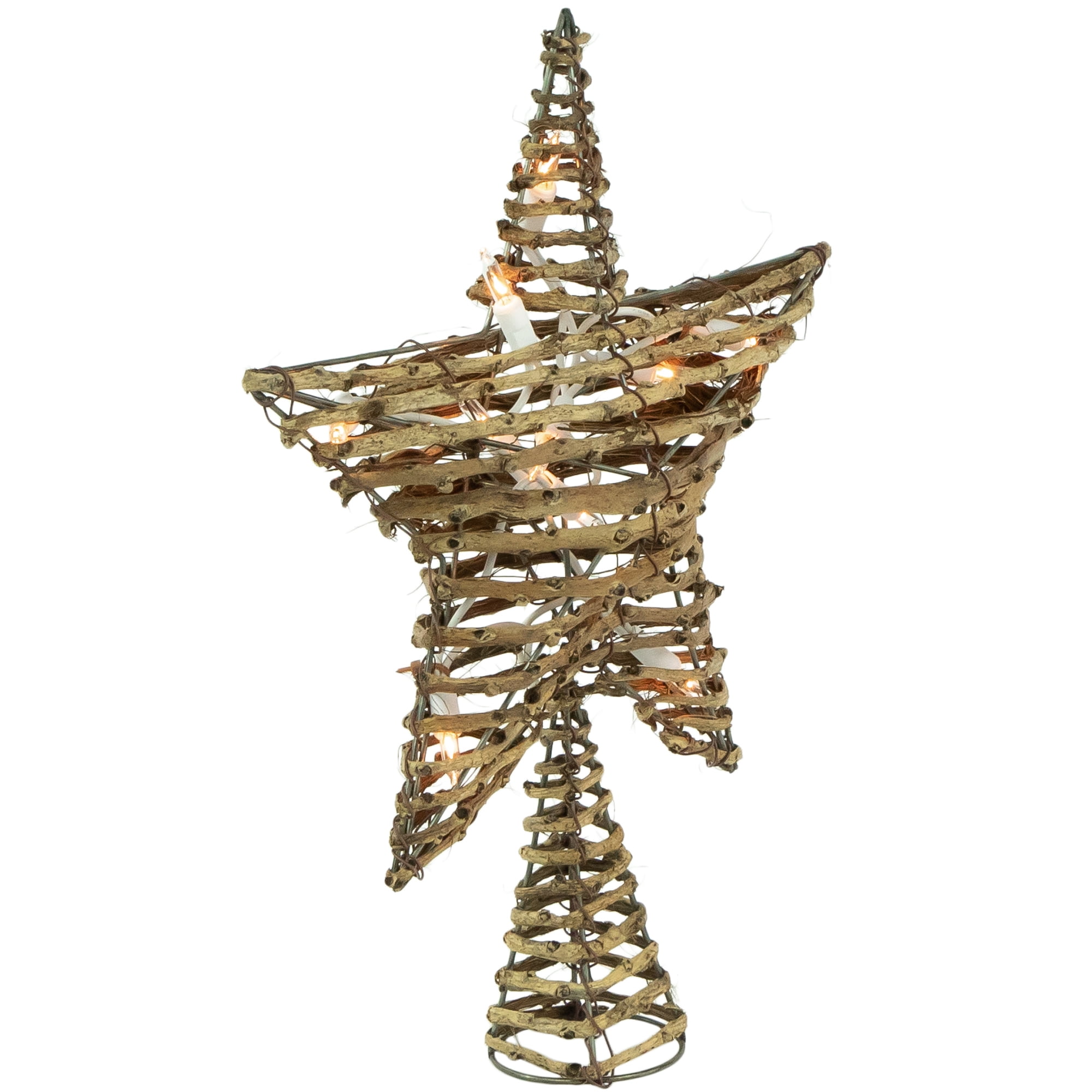 Rattan Star Golden Christmas Tree Topper Woven Straw Star