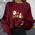 thumbnail image 2 of IROINNID Discount Christmas Sweatshirts for Women Crewneck Oversize Reindeer Print Long Sleeve Tops Xmas Casual Sweatshirts,Burgundy, 2 of 6