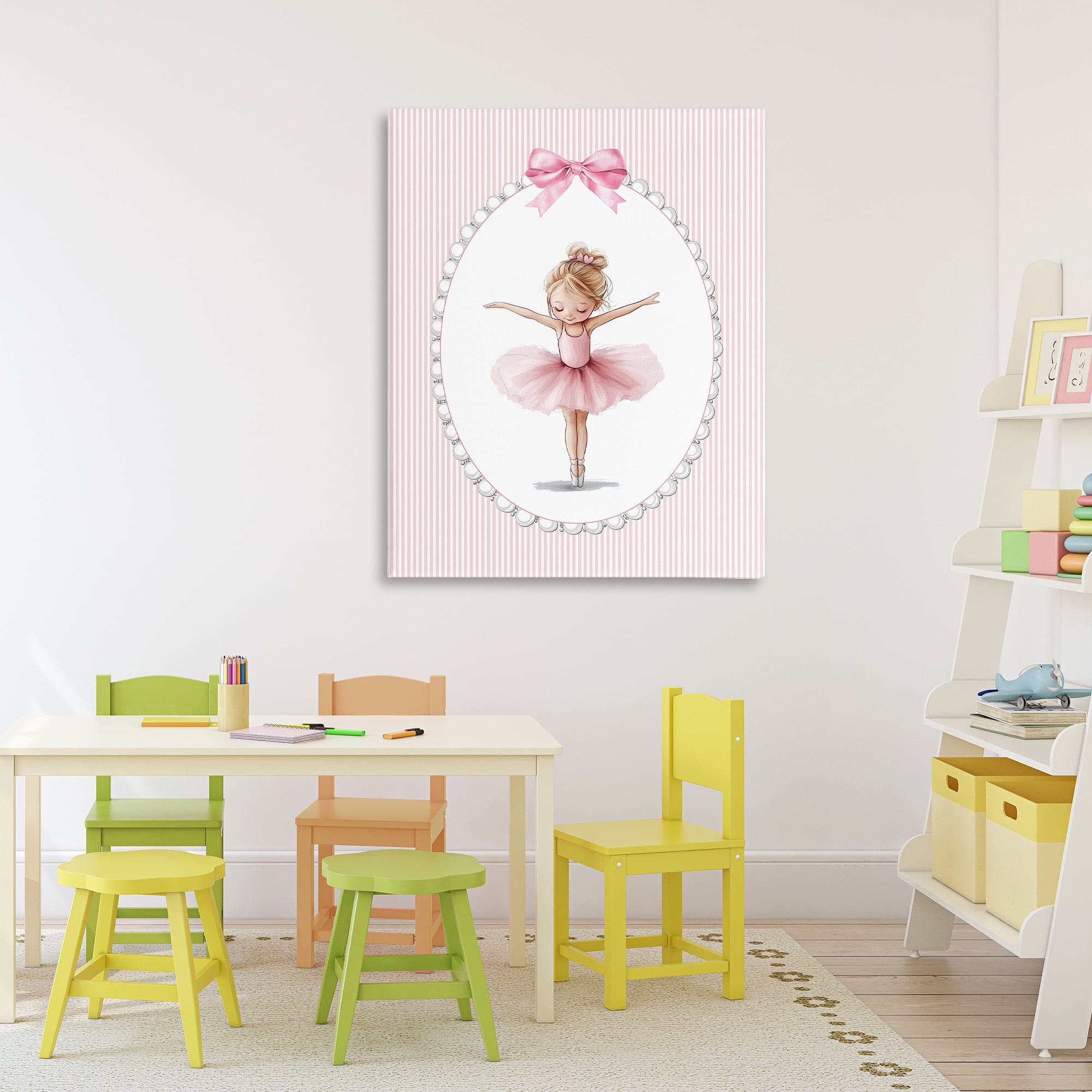 Stupell Industries Dancing Pink Ballerina Canvas Wall Art, design by Christine Simpson Art