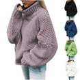 thumbnail image 6 of XMMSWDLA Womens Turtleneck Oversized Sweaters Batwing Long Sleeve Pullover Loose Chunky Knit Jumper Green Christmas Sweater Girls, 6 of 6