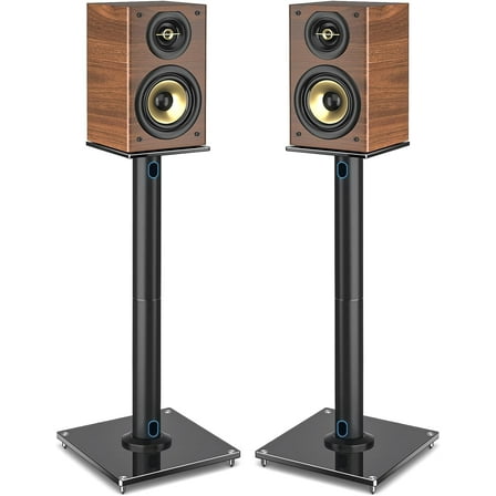 Upgraded 45° Rotating Speaker Stand for Surround Sound, Heavy Duty 28 Inch Bookshelf Speaker Stand, 1 Pair