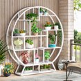 thumbnail image 6 of Tribesigns Display Bookshelf, Round Shaped Bookcase Etagere Shelves, Industrial Retro Organizer Rack Shelf with 14 Shelving Units, 6 of 8