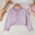 thumbnail image 4 of SGFCWSX Girls Bolero Cardigan Cropped Shrug One Button Ruffle Trim Long Sleeve Party Sweater for Kids Purple Size 18M, 4 of 9