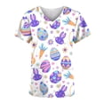 thumbnail image 3 of LSLJS Hauts à Manches Courtes Col en V pour Femmes Uniforme Easter Imprimé Poches Blouse Infirmière, Easter Blouses Médicales Femmes Grande Taille, 3 of 4