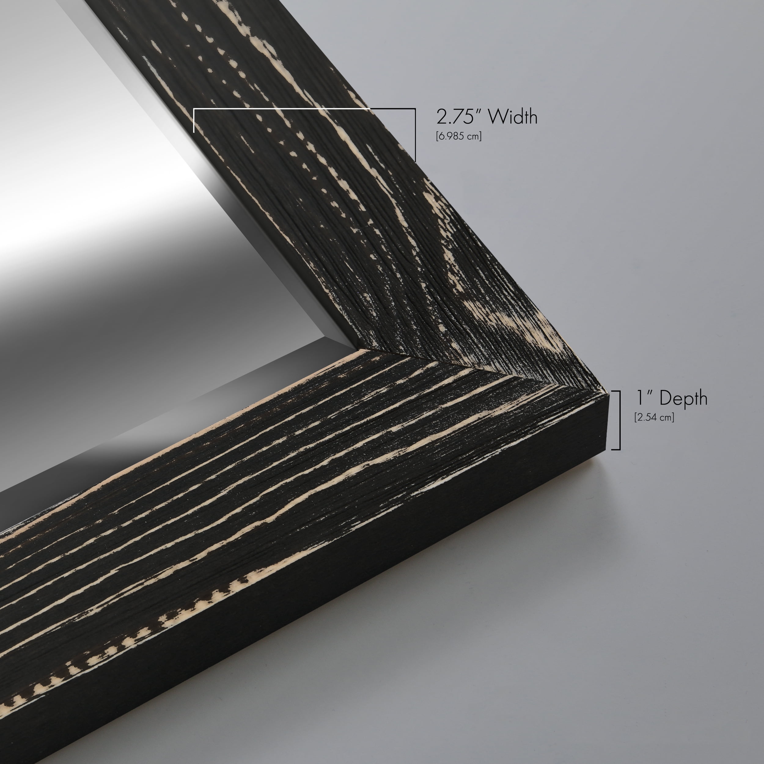 Beveled Edge Framed 29 in. W x 41 in. H Rectangle Wood Black Mirror
