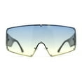thumbnail image 2 of Oceanic Gradient Oversized Squared Shield Rimless Mob Sunglasses Silver Black Blue Green, 2 of 4